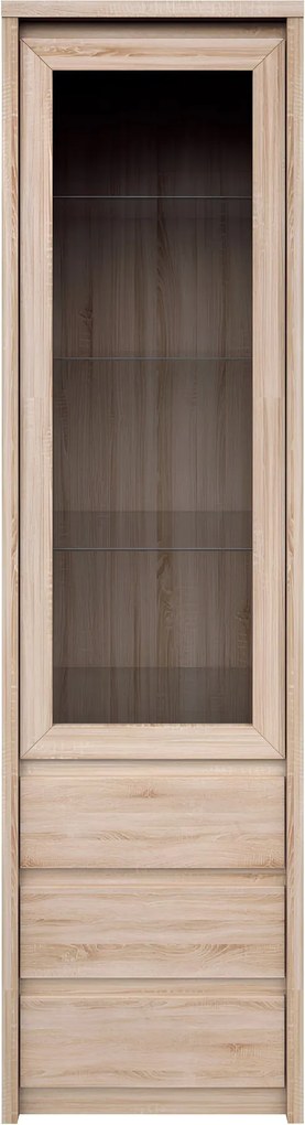 Vitrines szekrény, DTD laminált, tölgy sonoma, NORTY TYP 4