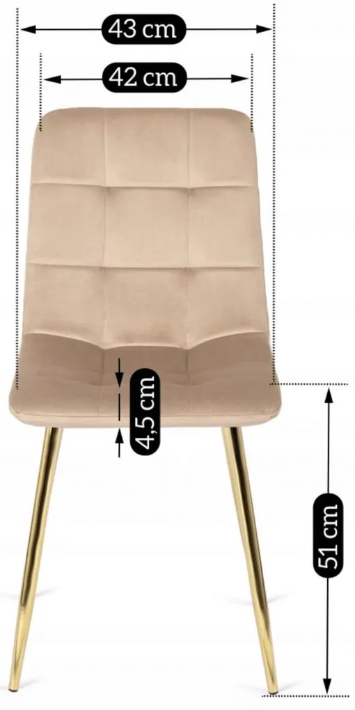 Krémszínű Bársony Étkezőszék YORK