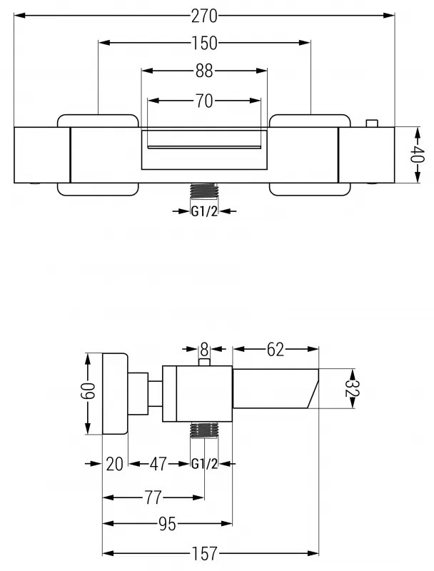 Mexen CUBE termosztatikus fürdőcsaptelep, rózsa-arany, 77360-60