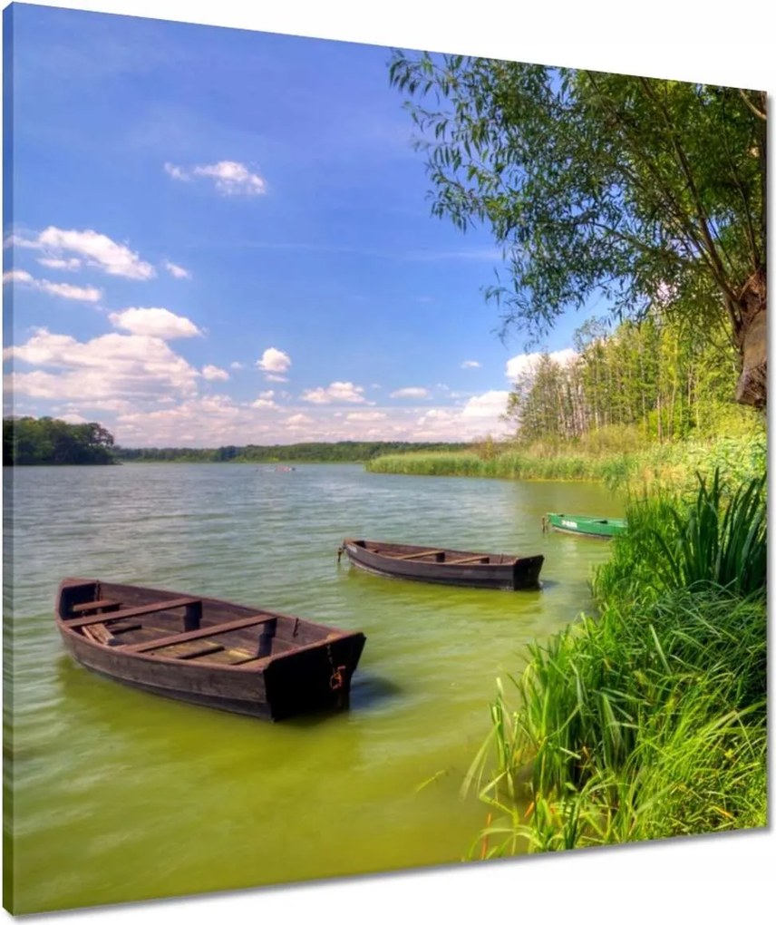 Vászonkép 70x70 Csónak tó Tájkép