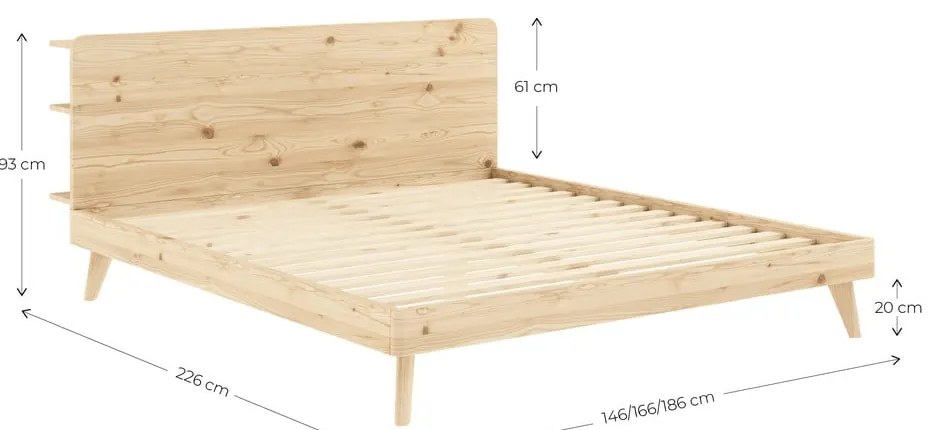Borovi fenyő franciaágy ágyráccsal 160x200 cm Retreat – Karup Design
