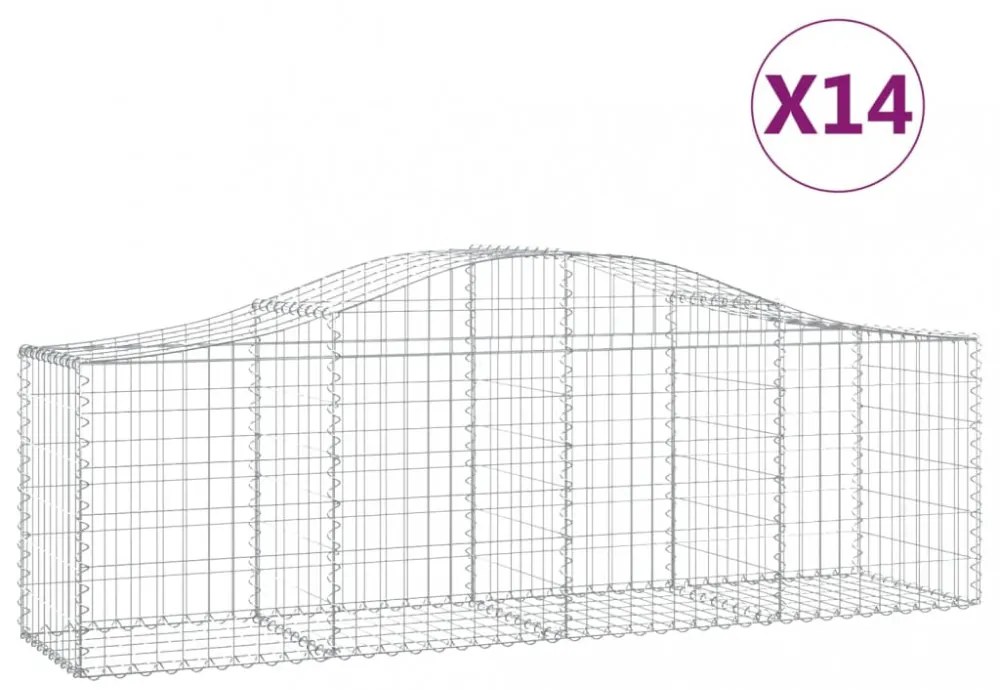 14 db íves horganyzott vas gabion kosár 200x50x60/80 cm