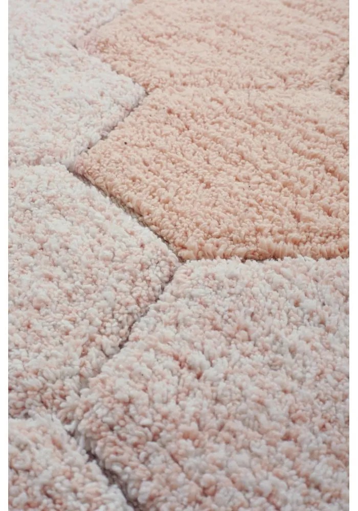 Világos rózsaszín mosható kézi szövésű pamut kerek szőnyeg ø 140 cm Honeycomb Rose – Lorena Canals
