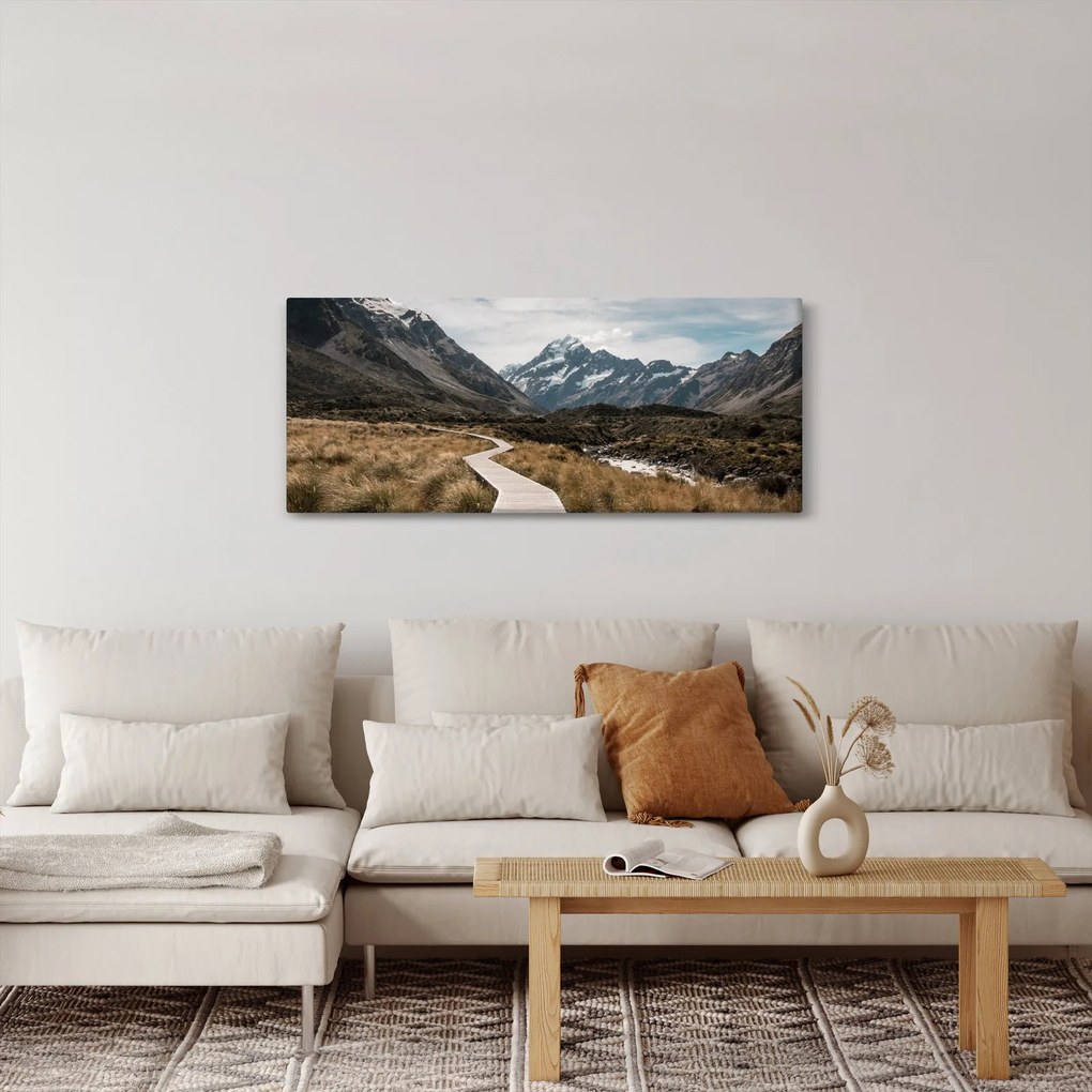 Kép - Sétány a hegységben Mt. Cook (120x50 cm)