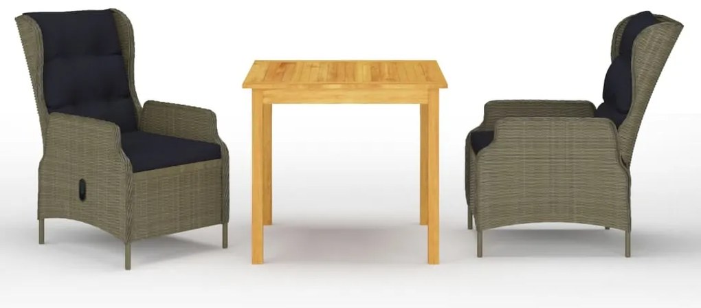 vidaXL 3 részes barna kerti étkezőgarnitúra