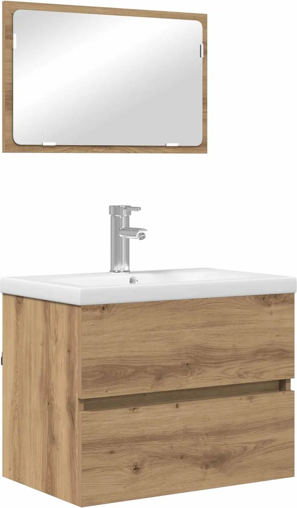 vidaXL Fürdőszoba bútor szett fiókkal 3 pcs Artisan tölgy Faanyag