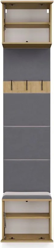 HAGA 1W előszobafal 50x35x238 cm, tölgy