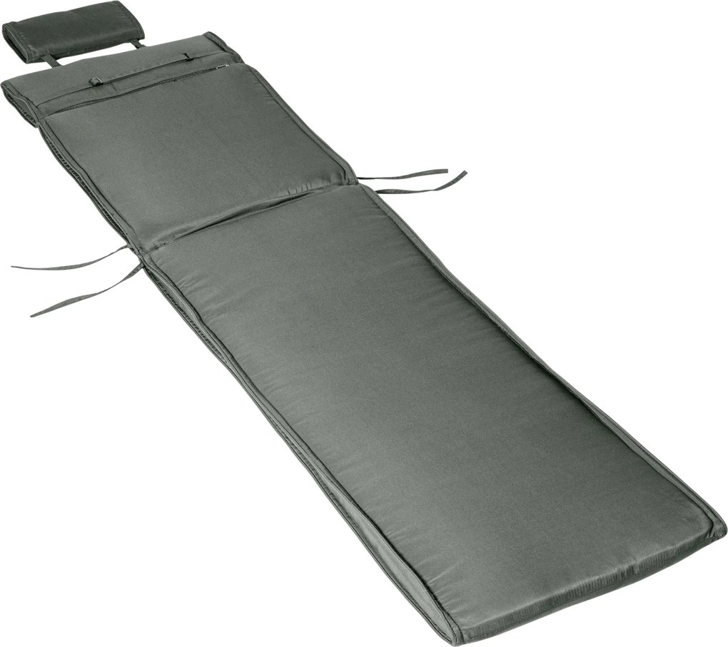 Outsunny Hintaágy párna fej-,állítási lehetőséggel, szétszedhető poliészter + pamut szálas borítással, Szürke 198 x 53 x 5 cm | Aosom