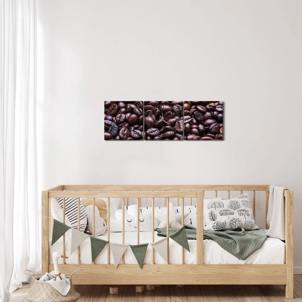 Kávé szemek képe (órával) (90x30 cm)