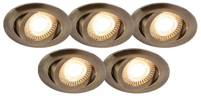 5 db modern beépített spotlámpa szett bronz színben, LED-del, 3 fokozatban szabályozható - Mio