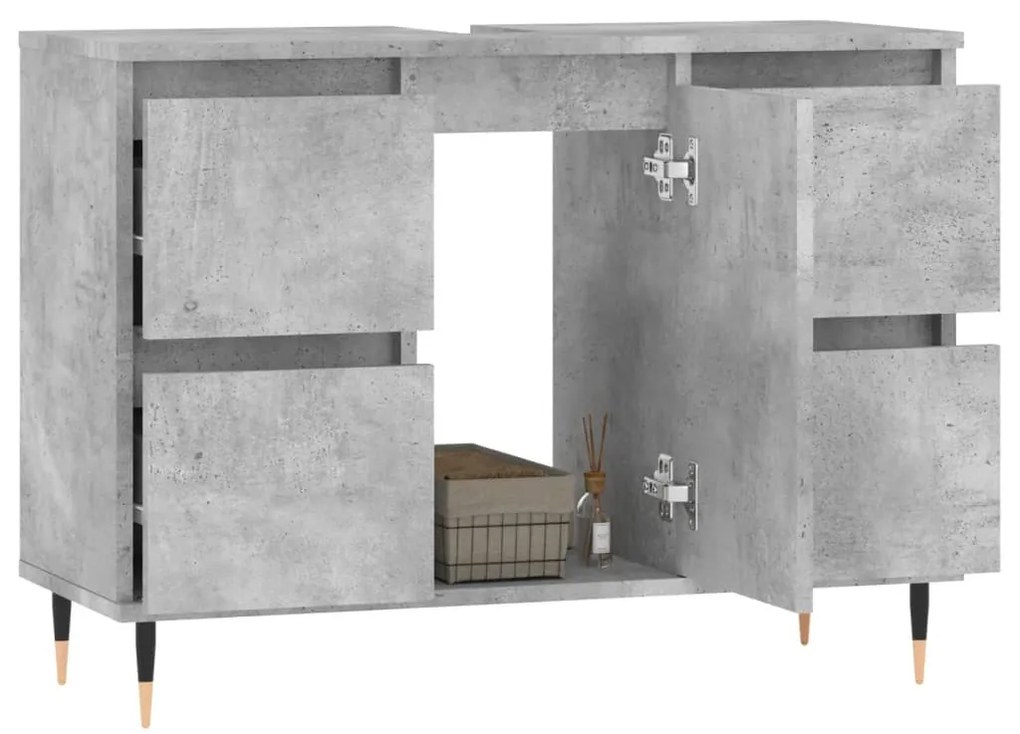 Betonszürke szerelt fa fürdőszobaszekrény 80 x 33 x 60 cm