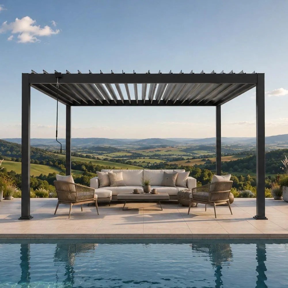Alumínium bioklimatikus pergola lamellákkal 4 x 4 M