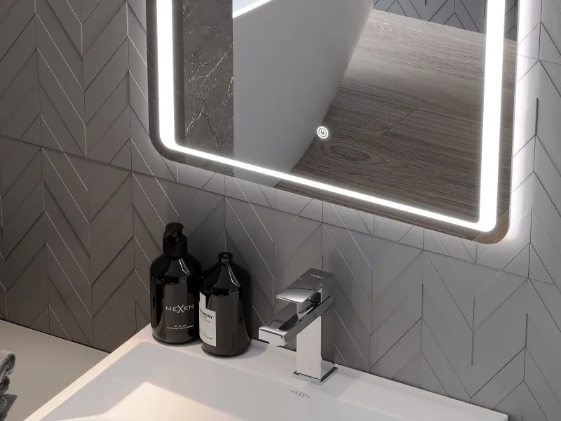 Mexen Zusa, LED fürdoszobai tükör háttérvilágítással 60x80 cm, 6000K, páramentes, 9808-060-080-611-00