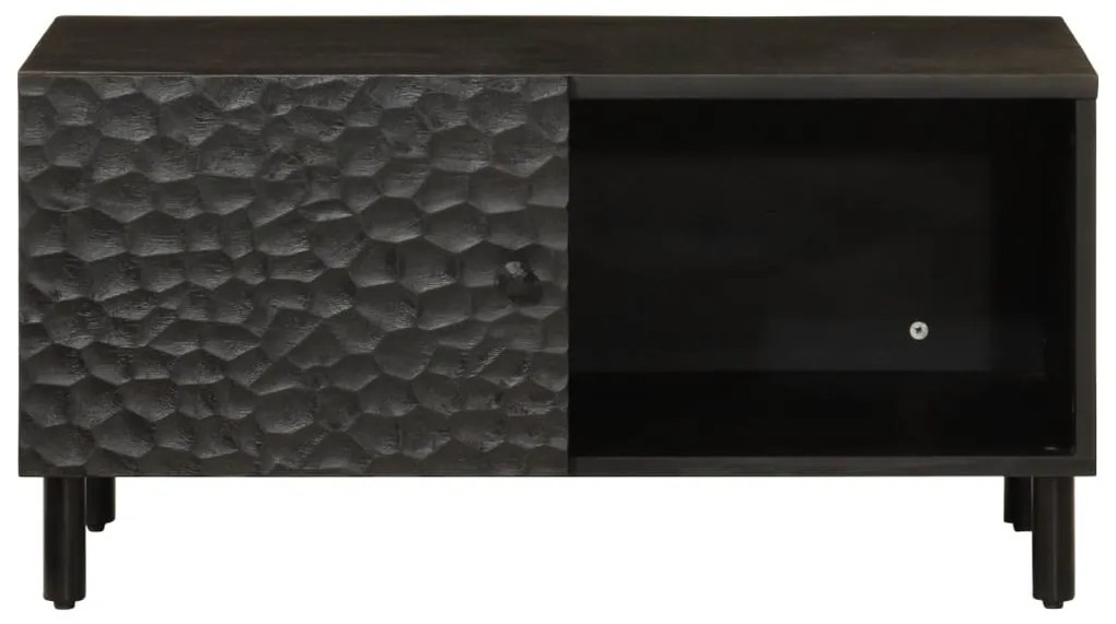 Fekete tömör mangófa dohányzóasztal 80 x 50 x 40 cm