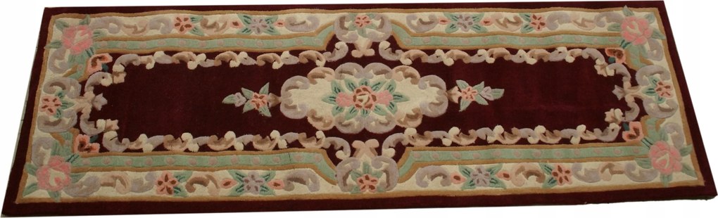 Aubusson gyapjú szőnyeg 213x69 bordó