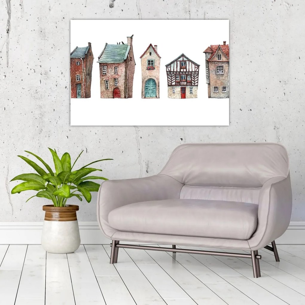 Kép - Akvarell házak (90x60 cm)