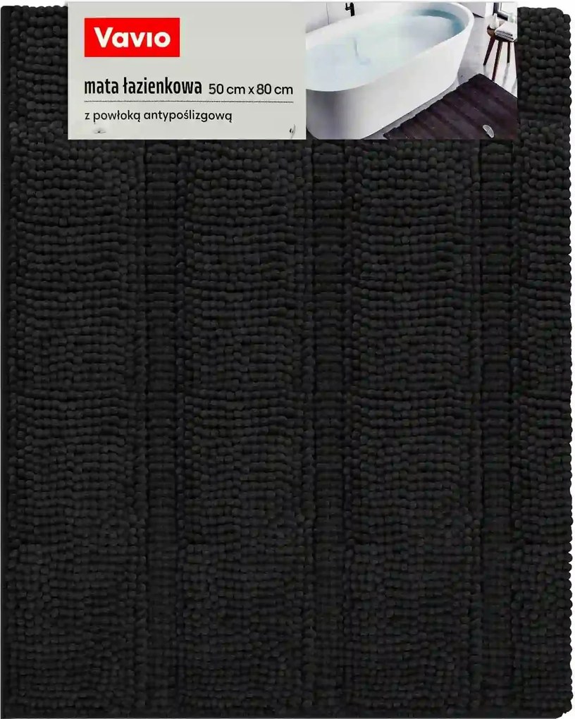 Fürdőszobaszőnyeg csúszásgátló bevonattal 50x80cm, fekete 1550 Gsm