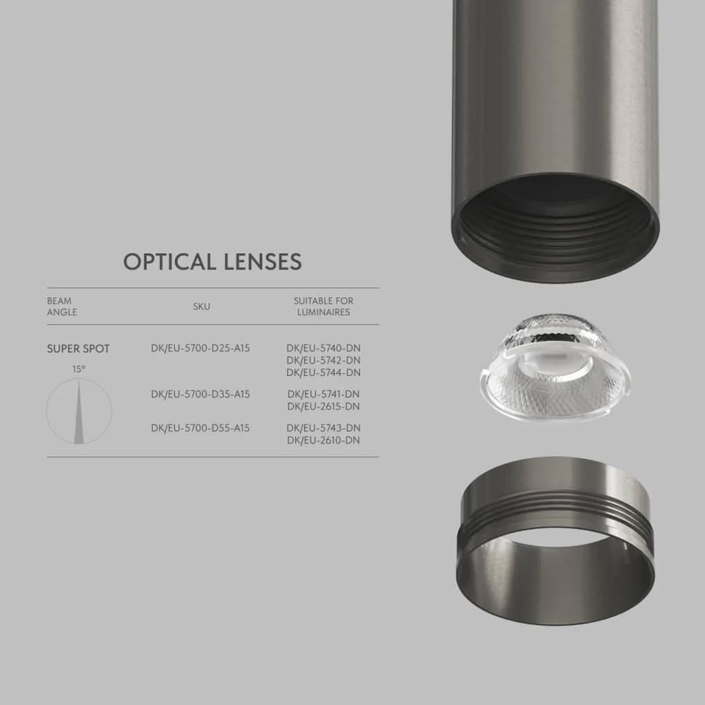 Lens ⌀25mm, light scattering angle 15° for SHINE DK/EU5740/42/44 luminaires — DK/EU-5700-D25-A15