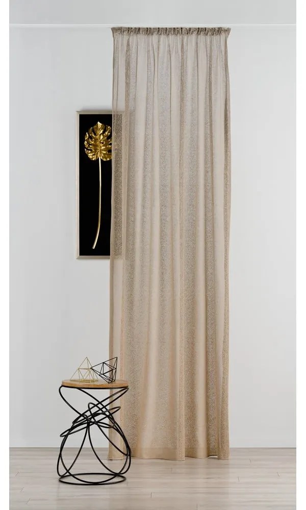 Bézs-aranyszínű átlátszó függöny 140x245 cm Carmine – Mendola Fabrics
