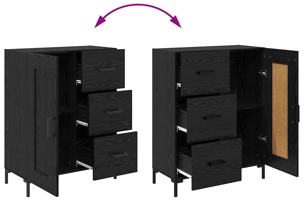 Széf fiókkal Musta tammi 69.5 x 34 x 90 cm Faanyag