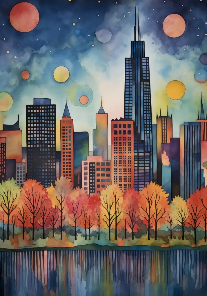 Poszter 70x100cm Panoráma a festői városról