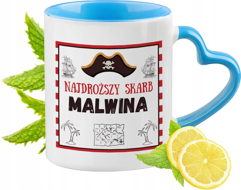 Kék bögre szív alakú füllel Malvina számára Ideális Ajándék