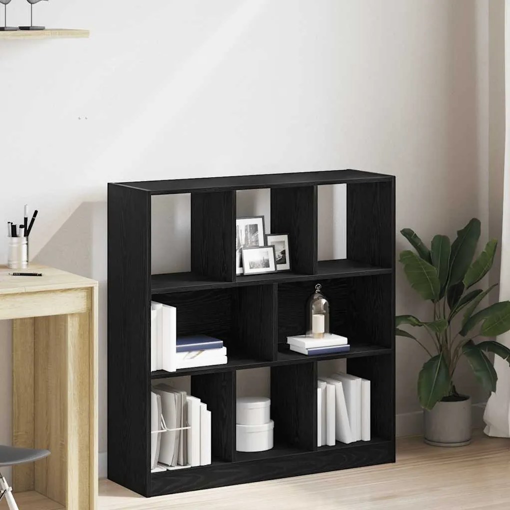 fekete tölgy színű szerelt fa könyvszekrény 97,5x29,5x100 cm