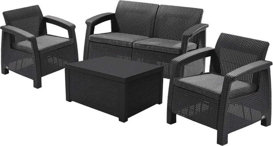 Allibert Kerti rattan bútor készlet CORFU BOX Antracit