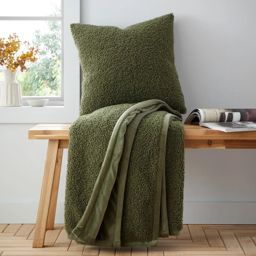 Zöld mikroplüss takaró 130x170 cm Velvet Boucle – Catherine Lansfield