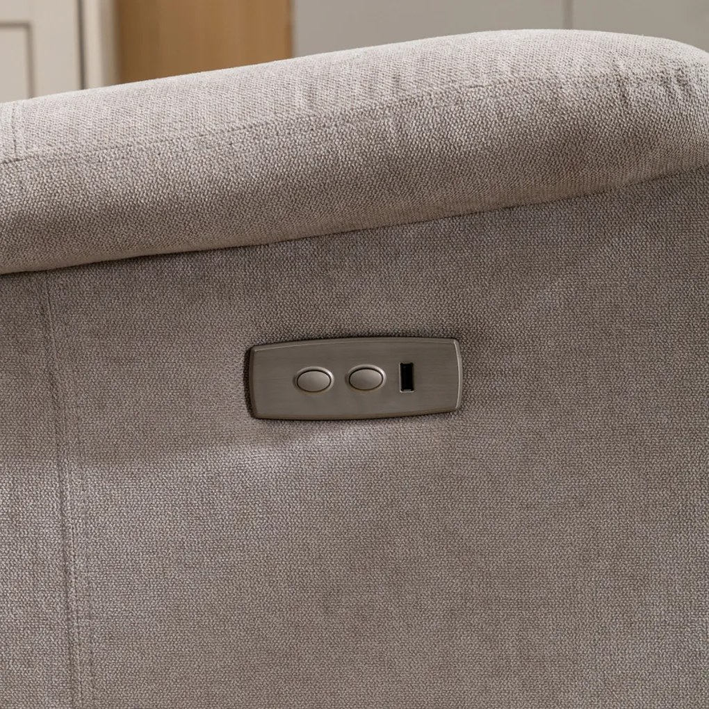TV és relaxációs fotel elektromos vezérléssel, ezüst szövetkárpitozással. Raktárról