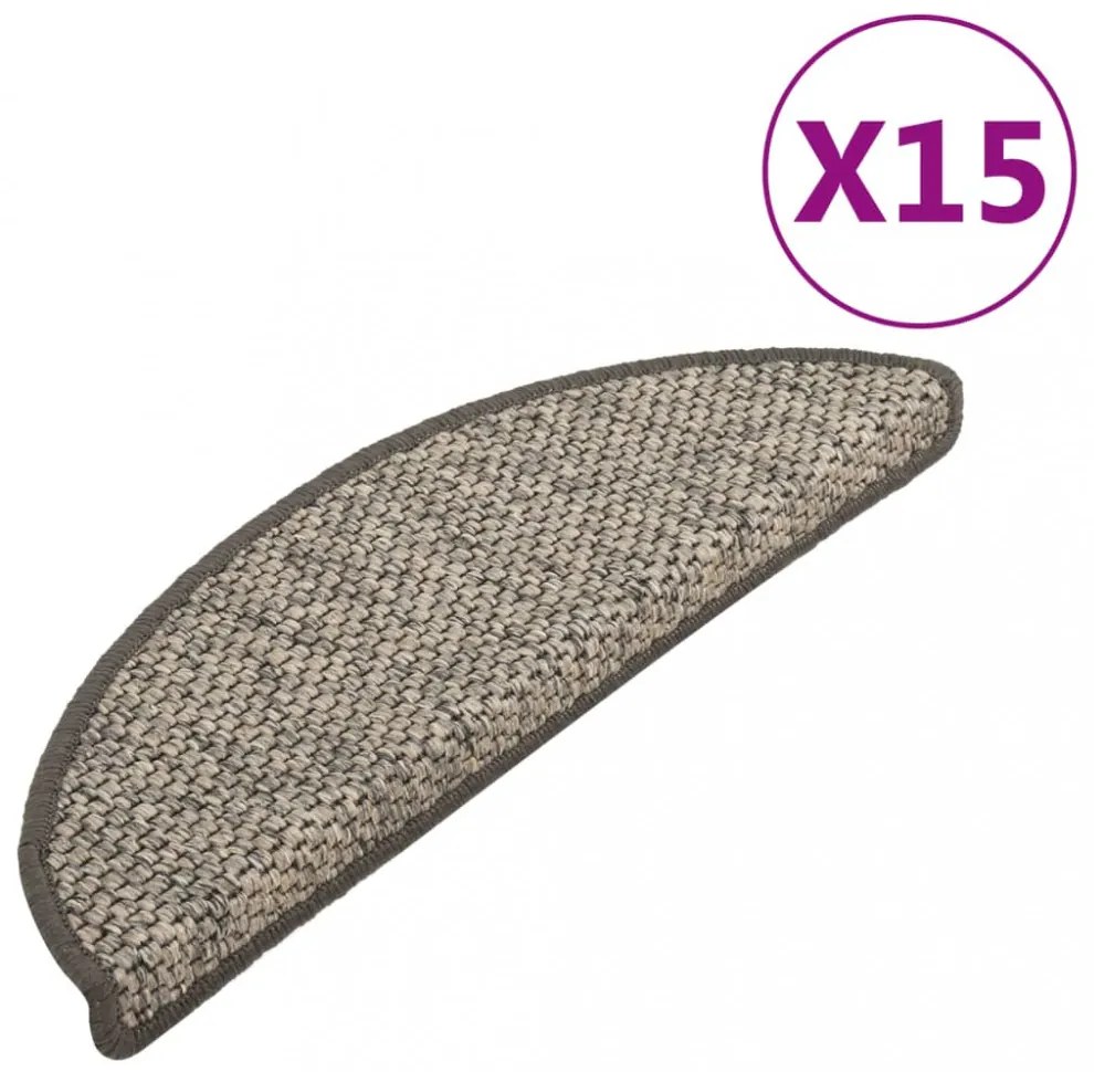 15 db szizál hatású barna bézs öntapadó lépcsőszőnyeg 65x21x4cm