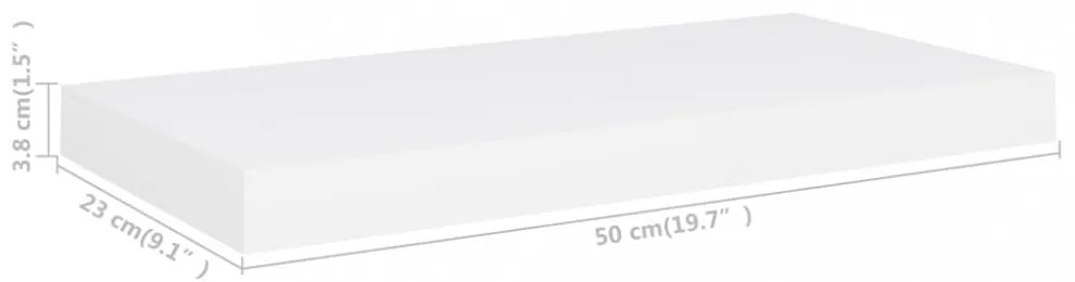 fehér MDF lebegő fali polc 50 x 23 x 3,8 cm