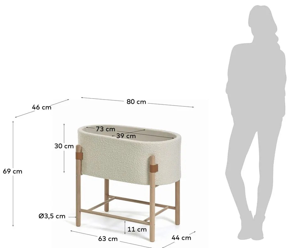 Fehér babaágy 39x72 cm Adara – Kave Home