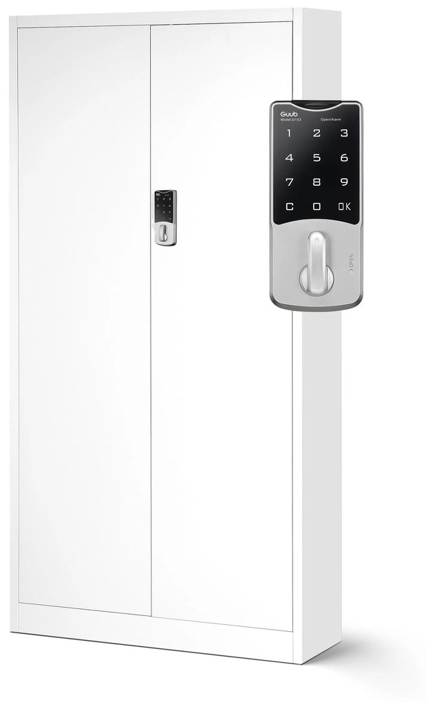 Fém iratszekrény DANIEL, 900 x 1850 x 400 mm, fehér