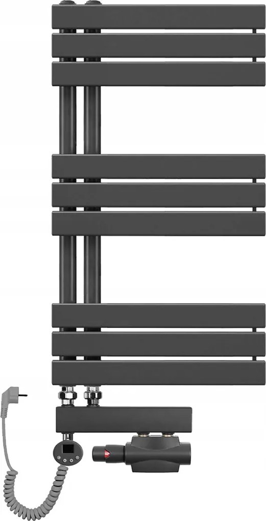 Fürdőszobai dekoratív víz-elektromos radiátor 850x500 antracit létra