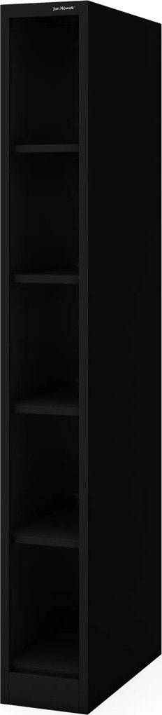 Keskeny fém irattároló polc dokumentumokhoz fekete: TIM 250 x 1850 x 600 mm