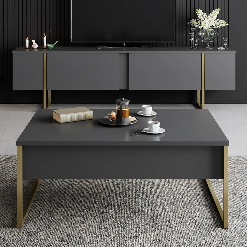 Luxe Anthracite and Gold konferenciaasztal