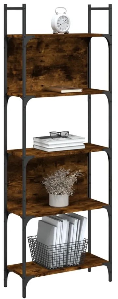 5 szintes füstös tölgy szerelt fa könyvespolc 60,5x24x166,5 cm