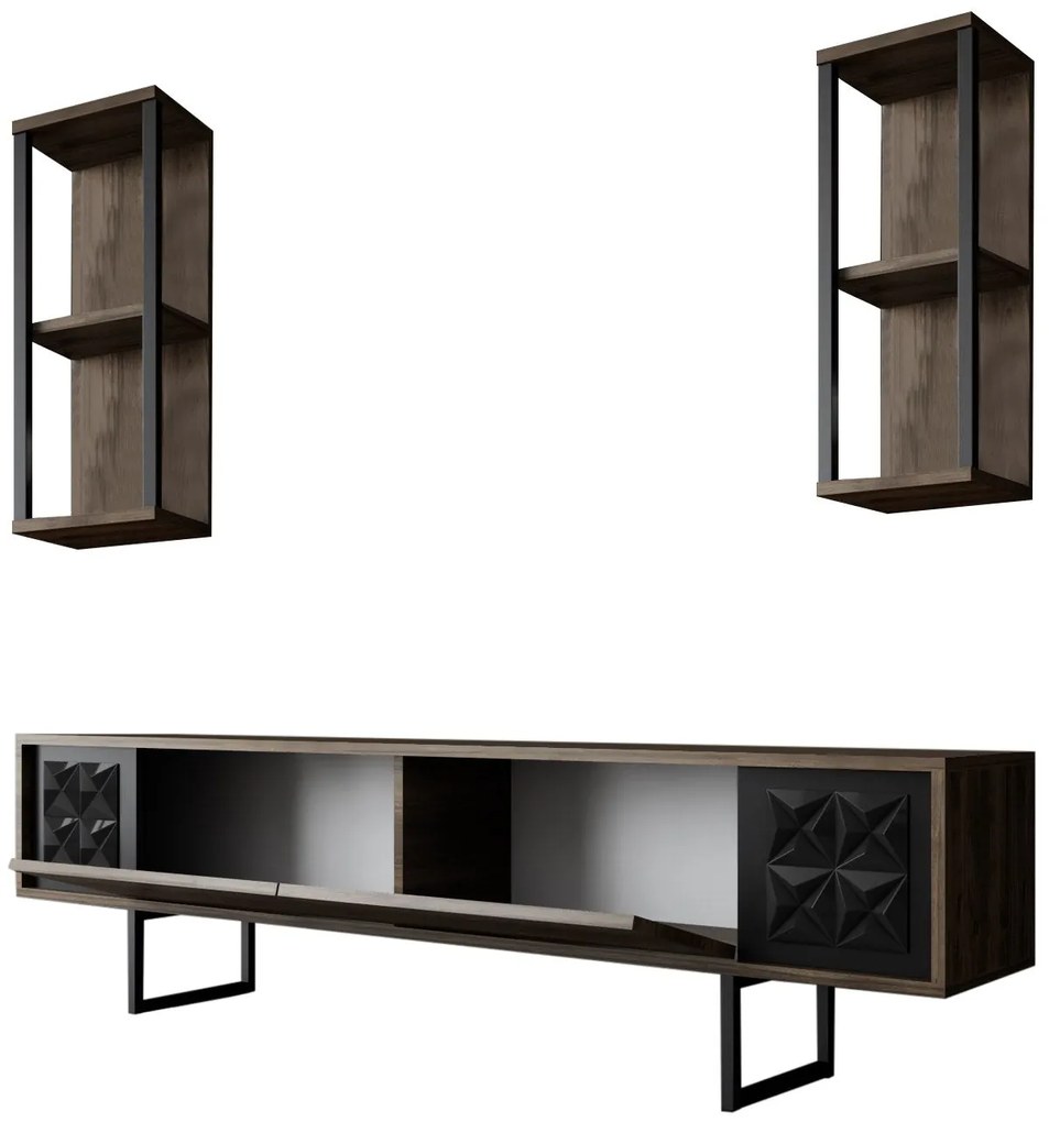 TV szekrény Black Line - Walnut, Black