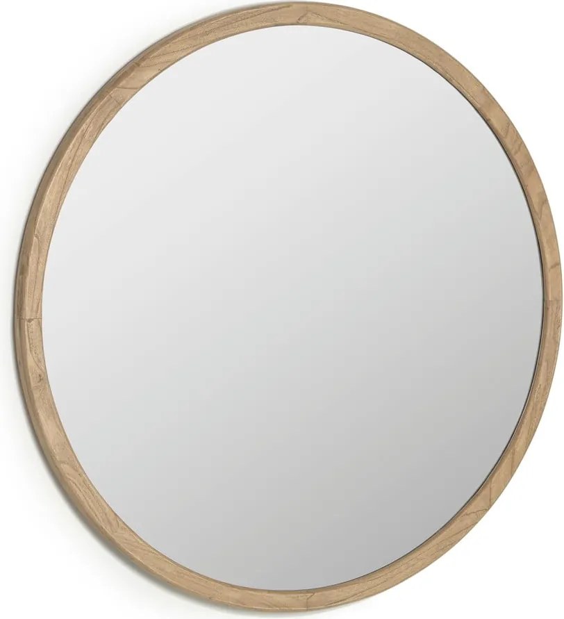 Fali tükör tömörfa kerettel ø 100 cm Alum – Kave Home