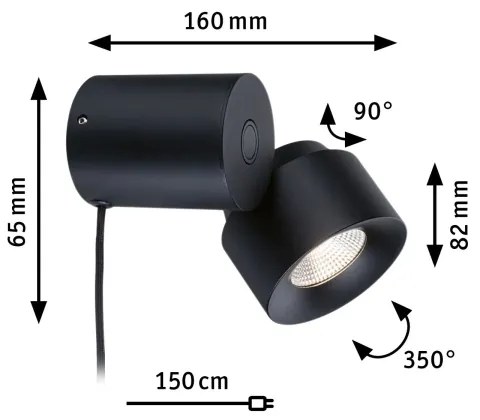 Paulmann 79776 - LED/3W Dimmelhető fali lámpa 2in1 PURIC PANE 230V