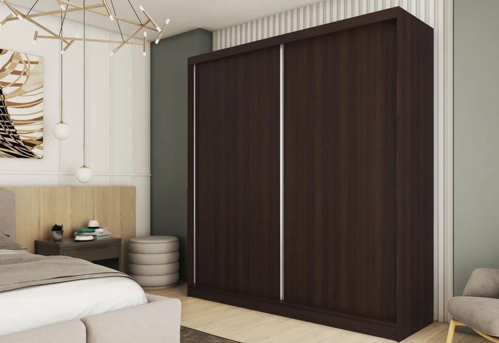 GALAN tolóajtós ruhaszekrény, 180x216x61, wenge