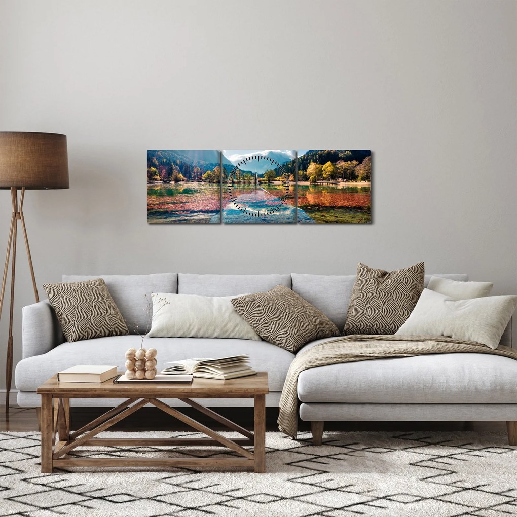 Kép - Jasna-tó, Gozd Martuljek, Júliai-Alpok, Szlovénia (órával) (90x30 cm)