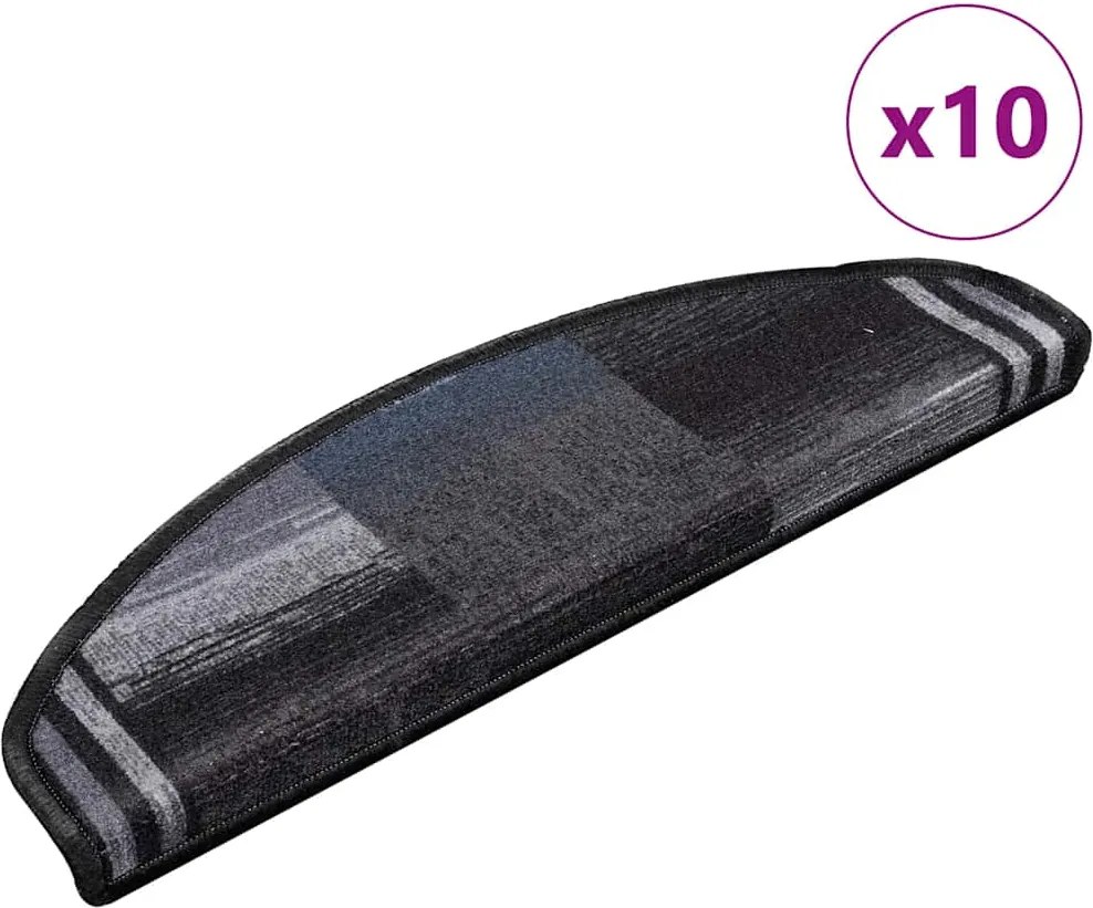 vidaXL 10 db fekete és szürke öntapadó lépcsőszőnyeg 65x21x4 cm