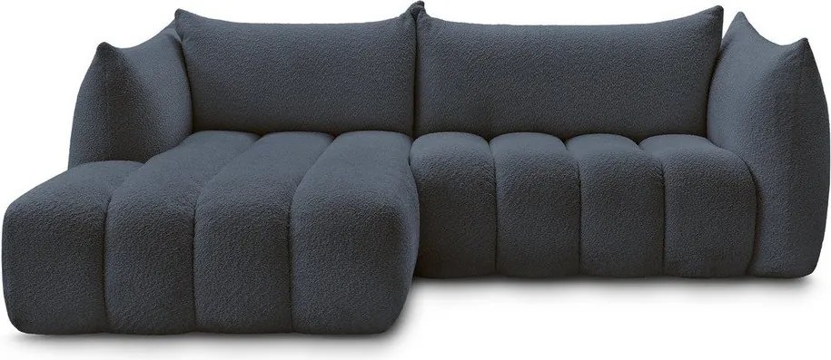 Sötétkék buklé sarokkanapé (bal oldali-heverő résszel) Azra – Bobochic Paris