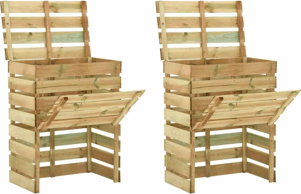 vidaXL 2 db lécezett impregnált fenyőfa kerti komposztáló 80x50x100 cm