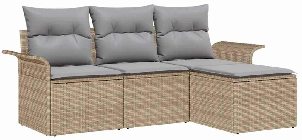 Kerti Kanapé Szett párnával tárolóval 4 pcs Bézs Poli rattan