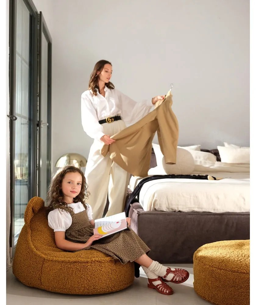 Barna buklé gyerek babzsákfotel Bear – Wigiwama