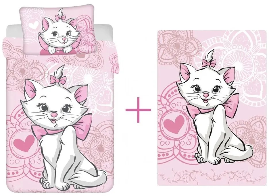 Disney Marie cica gyerek, ovis ágyneműhuzat és polár takaró szett (aristocats)