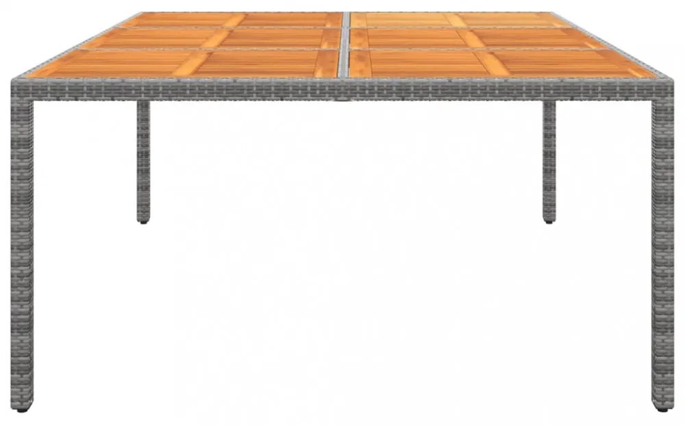 szürke akácfa és polyrattan kerti asztal 200 x 150 x 75 cm